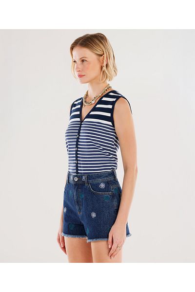 Yargıcı Pantaloni scurți din denim cu detaliu de broderie