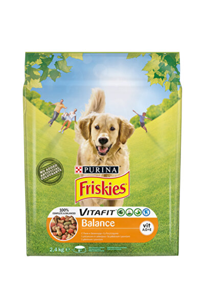 Friskies Hrană uscată pentru câini cu pui și vită, 2,4 kg, Friskies Adult Bal...