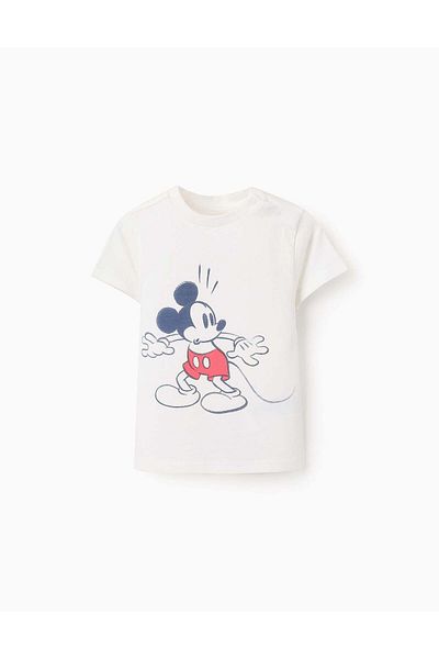 Ziddy Cotton T-shirt for Baby Boys 'Mickey', White