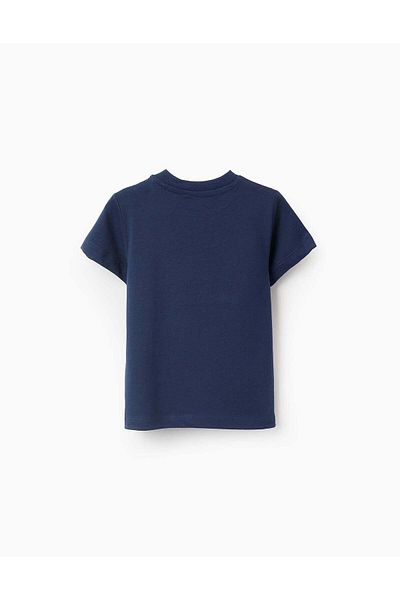 Ziddy Short Sleeve T-shirt for Baby Boys 'Express Myself', Dark Blue