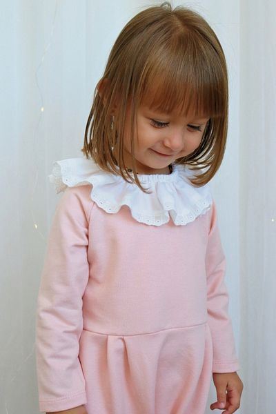 Parla Kids Baby Girl Scallop Detail Long Sleeve Snap Collar Jumpsuit
