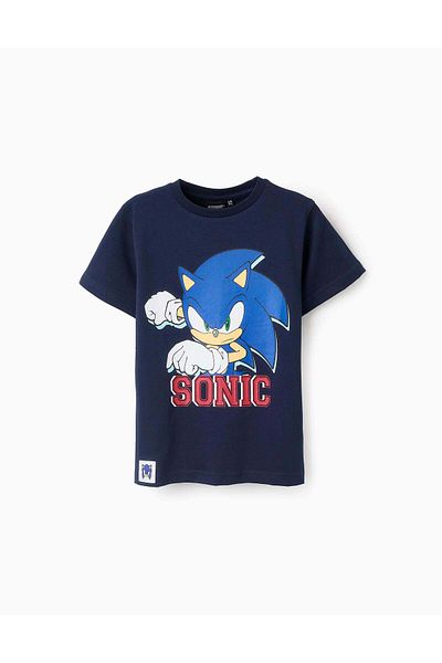 Ziddy Cotton T-shirt for Boys 'Sonic', Dark Blue