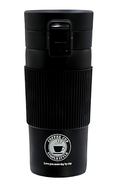 Biki Travel Coffee Mug, Thermal Insulated, Stainless Steel - 350 ml / Black Color