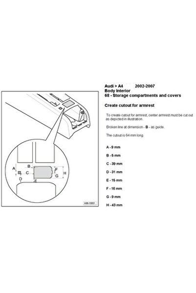 CED AUTO TRADE Dedicated car armrest AUDI A4 B6 B7 2002-2008 Black Textile material