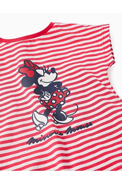 Ziddy Striped Cotton T-shirt for Baby Girls 'Minnie', White/Red