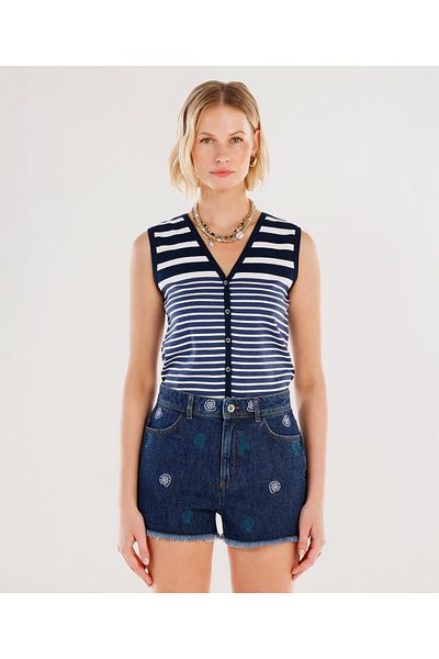 Yargıcı Pantaloni scurți din denim cu detaliu de broderie