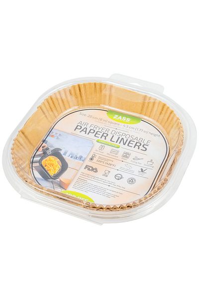 Zass Set de 100 de bucăți de hârtie de copt pentru Airfryer ZPL 04, 20 cm, maro, formă pătrată, maro