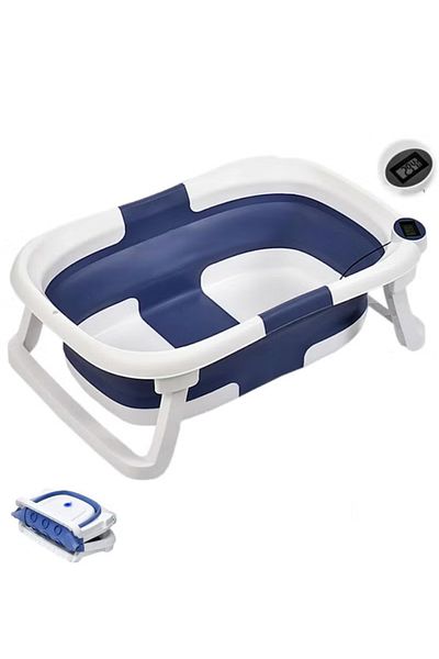 Lumely Portable Baby Bathtub,Foldable Baby Bath with Hot Water Thermometer and Non-Slip Stand
