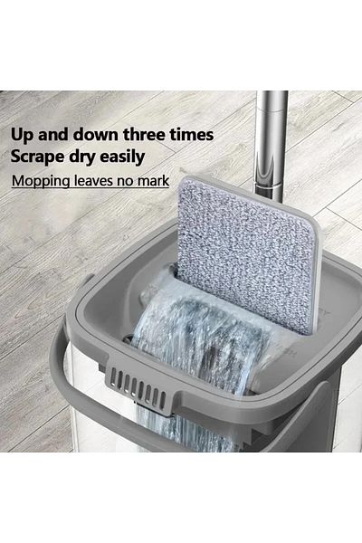 fulina Rotary Squeeze Mop and Bucket Set With Dry and Wet and 4 Replacement Pads, for Floor Cleaning