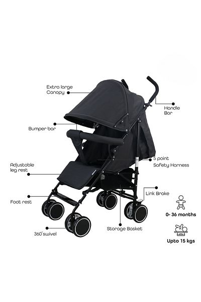 MAAS Lightweight Stroller with a Wide, Foldable Canopy, Suitable for Travel