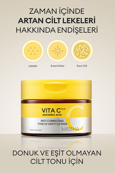 Missha Anti-Blemish Vitamin C Tone Equalizing Ampoule Pad Vita C Plus Tone-Up Pads