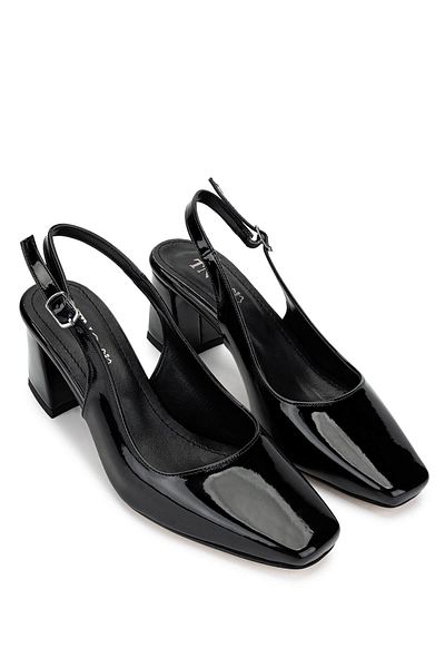 Tamer Tanca Women's Vegan Black Patent Leather Heeled Shoes