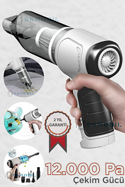 Dybox Ally 12000pa Güçlü Emiş Üfleme Özellikli Ev Araç Kablosuz Şarjlı El Süpürgesi 5000mah 120w 2in1