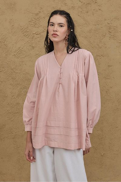 Fahhar Ribbed Shirt Pink