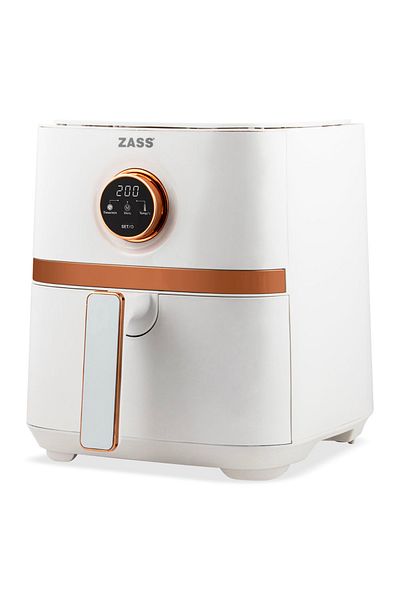 Zass Friteuză cu aer cald ZAF 02, capacitate 5l, 8 programe, bol cu ​​tavă detașabilă, antiaderentă 1450W, alb