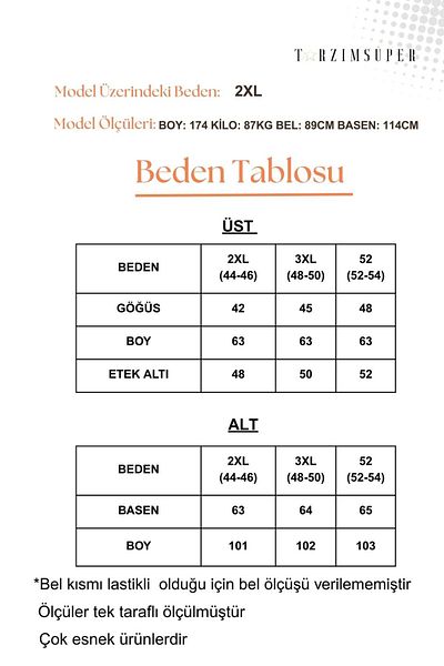 tarzımsüper Plus Size Luxury Pajamas Set with Elastic Waist Comfort Model Cotton Women's Pajamas Set