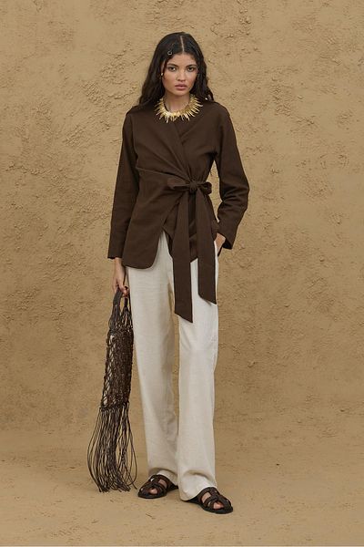 Fahhar Bürümcük Kimono Shirt Dark Brown