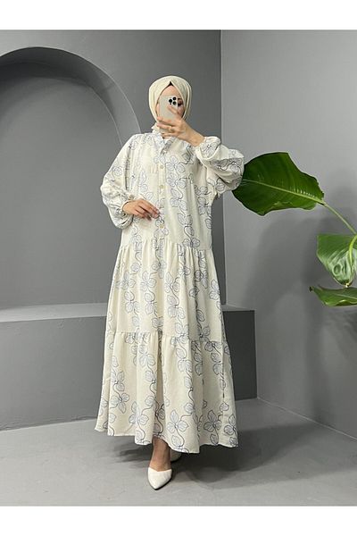 Modamorfo Rochie de in albastru baby - Detaliu guler vertical și jumătate de nasture