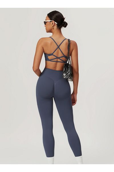 KAWN YOGA Womens Striped Back Sports Bra
