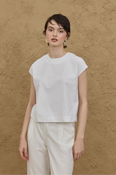 Fahhar Basic Linen Top White