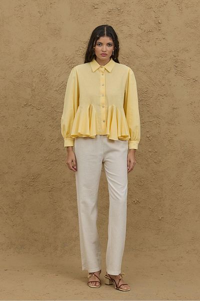Fahhar Bürümcük Godeli Shirt Yellow