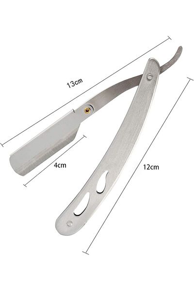 LA PERLA TECH 2 Pieces Manual Shaving Razor Straight Razor Men Professional Silver Chrome Finish Cutthroat Razor
