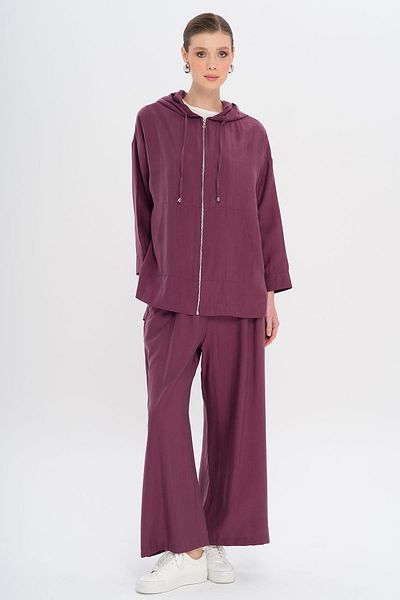 Olcay Hooded Loose Modal Double Suit Dried Rose 9294-Tk