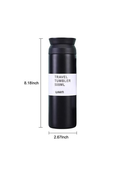NO BRAND Portable Bottle Insulated Fashion Vacuum Flask Water Coffee Tea Milk Mug Black 500ml