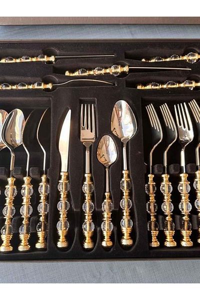 ROY KING Rustic 24 Piece Dining Set Gold
