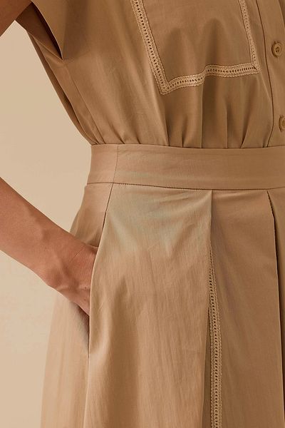 SEÇİL Seçil Women's Pleated Pocket Skirt 0005 Camel