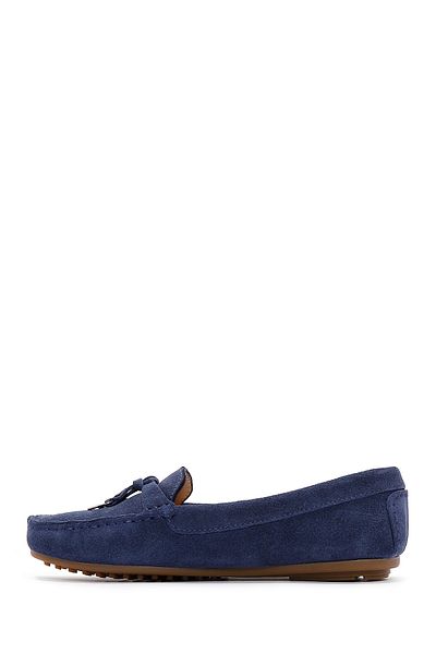 Derimod Women's Navy Blue Suede 100% Leather, Genuine Leather Penny Loafer Shoes, Casual Shoes, Daily Shoes 24S