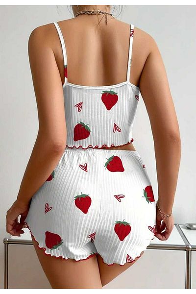 cihem Strawberry Patterned Shorts Suit - New Season