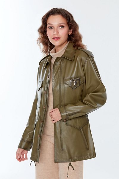 Derimod Isabel Khaki Women's Parka - Long Leather, Model 22wgd5037r3
