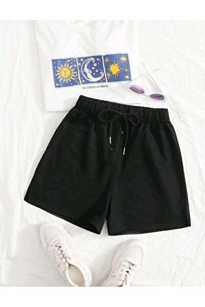 UYN SPORT Black Elastic Waist Black Shorts