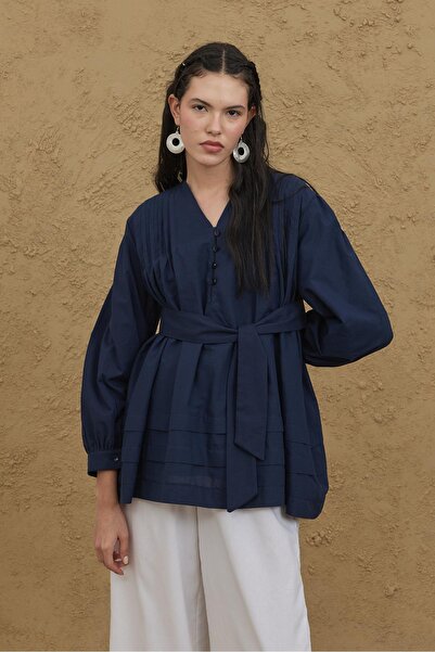 Fahhar Сорочка з рельєфною фактурою, синя