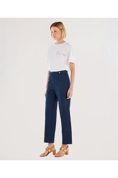 Yargıcı Regular Waist Straight Cut Trousers with Belt Detail