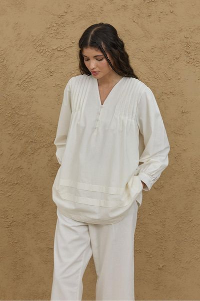 Fahhar Ribbed Shirt Ecru