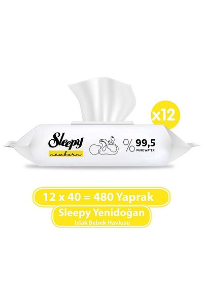 Sleepy Newborn Wet Baby Towel 12x40 (480 Sheets)