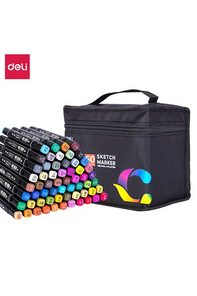 Deli Sketch Marker-60 Colors Double Side For Drawing And Coloring