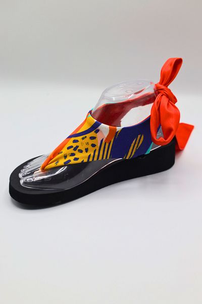 CATCHY Top-Changing Women's Sandals - Black Thick Sole Metro Patterned with Laces