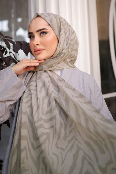 Stella Zebra Patterned Shawl Mink