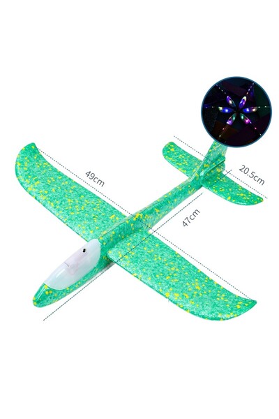 Flippy Glider Plane with Full-Length Lights, Polyester, 48 cm, Green
