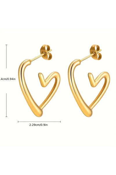 So Iconic 1 Pair Gold Color Heart Shaped Earrings