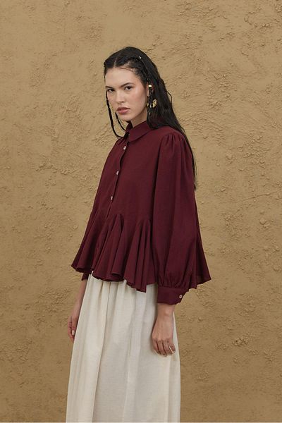 Fahhar Bürümcük Godeli Shirt Claret Red