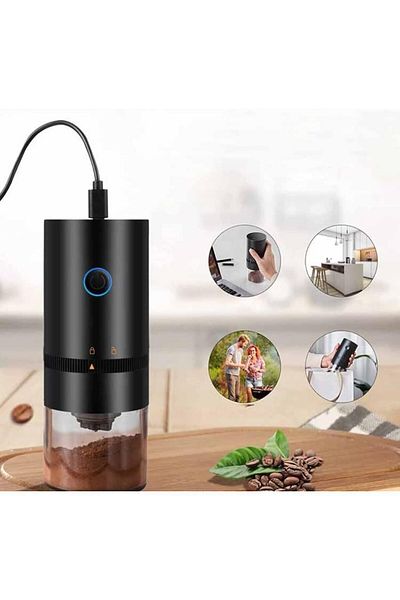 fulina Electric coffee grinder,USB charging port,one-touch grinding,adjustable coarseness,home use,black
