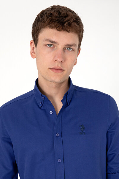 U.S. Polo Assn. Чоловіча синя сорочка з довгими рукавами Basic 50298009-VR212