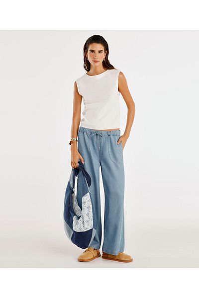 Yargıcı Pantaloni din denim cu talie elastică