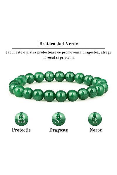 craftmystic Bratara de jad cu margele de 8 mm pentru femei si barbati - Aduce noroc, bogatie, prosperitate