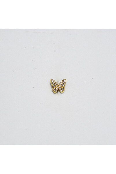 Piercing by Sever Kelebek Çelik Piercing… Altın/Gold Renkli ve Şeffaf Taşlı (...