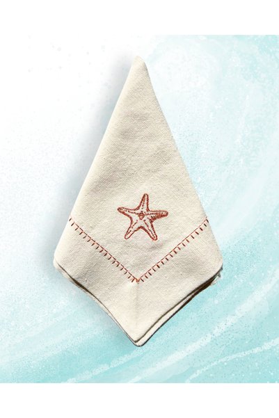 Elegancembroidery Linen Napkin, Embroidered Napkin, Marine Napkin